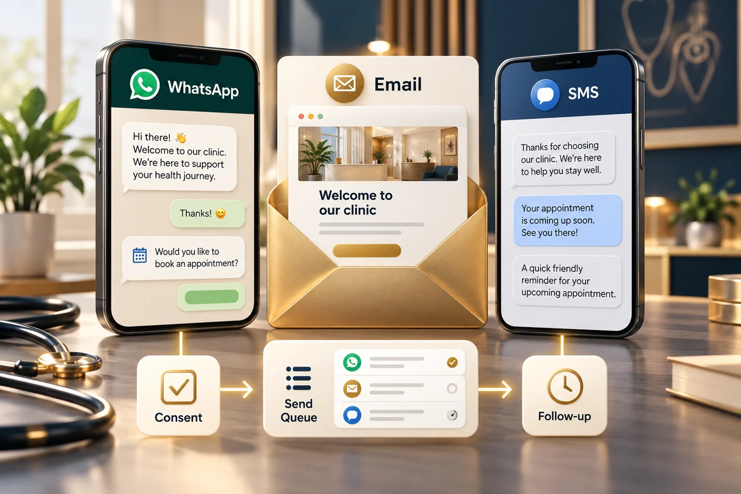 Illustrative consent-based WhatsApp, email and SMS communication