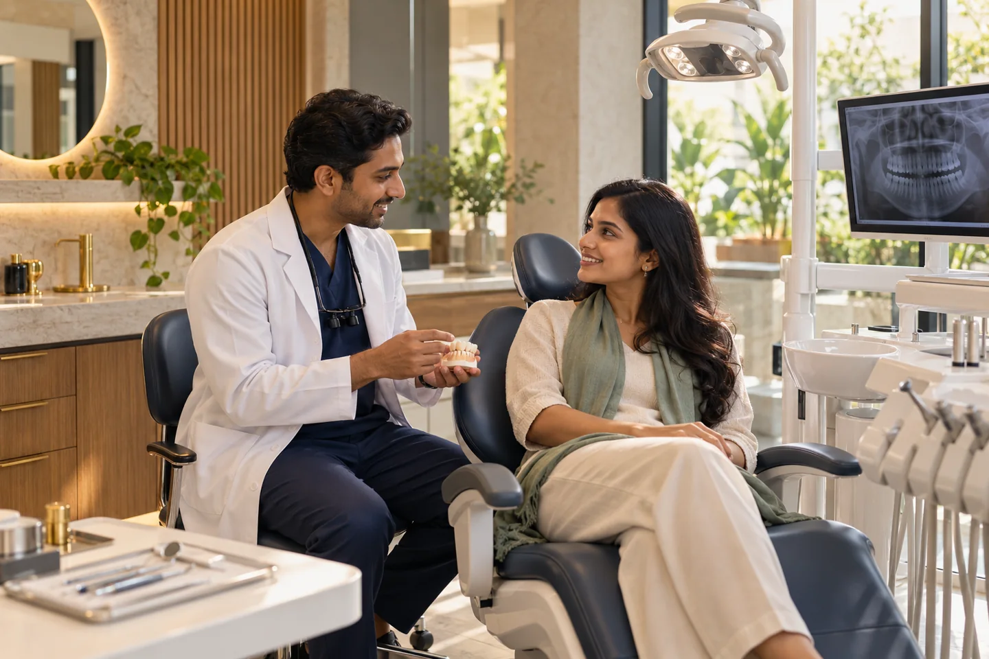 Illustrative dentistry & dental clinics setting with fictional people